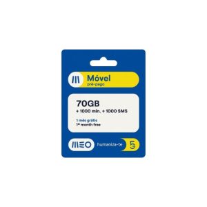 Cartão SIM MEO Pré-Pago 70GB + 1000 Minutos/SMS | Portugal