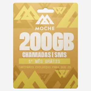 Cartão SIM MOCHE 200GB com 10.000 Minutos e 1.500 SMS da MEO Portugal